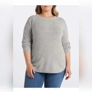 PINK CLOVER Nickole Textured Sweater plus size 3x light gray